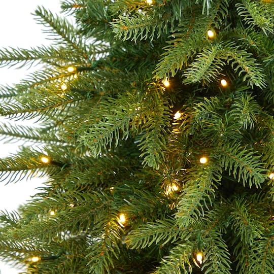5ft. Pre-Lit Vancouver Fir Natural Look Artificial Christmas Tree in Tower Planter, Clear LED Lights
